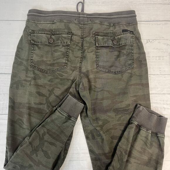 Level 99 Army Green Camo Pants size Large Linen Stretch Joggers Cuffs Drawstring - Picture 7 of 9